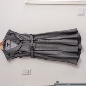 Vintage Y2K Le Chateau Charcoal Belted Midi Dress Size Small